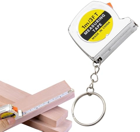 Mètre ruban rétractable - Chaîne à mesurer compacte, ruban en acier de 3 m avec arrêt automatique, boîtier léger, double échelle métrique et pouces, outil pratique avec anneau porte-clés - Idéal pour