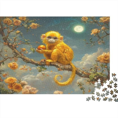 Golden Monkey Jigsaw Puzzles Puzzle for Adults Kids. 1000 Piece Night Sky Flower Tree Whimsical Challenge Toy Game Home Decoration for Adults& Kids Age 14 Years Up 1000pcs (75x50cm)