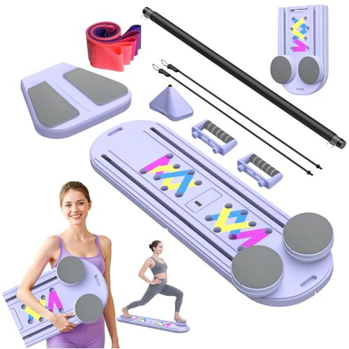 SOFTHOM Pilates Reformer, Faltbarer Pilates Board für Zuhause, Bauchtrainer | Pilates Set inkl 5 Widerstandsband, 100+Ubungen, Automatisches Rebound, für Rücken, Bauch, Beine, Gesäß, Ganzkörpertraining