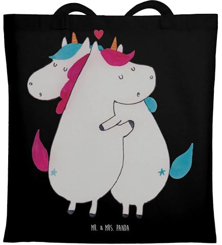 Mr. & Mrs. Panda dokumententasche Einhorn Mitteilung - Geschenk, Valentinstag, Lustig, Unicorn, Shopping Tasche, Einkaufstasche, Einhörner, Liebe, Tote Bag, Stofftasche, Jutebeutel