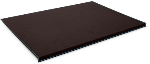 Eglooh - Calliope Deluxe - Schreibtischunterlage Leder Dunkel Braun mit Kantenschutz cm 90x60 - Gewinkelte Schreibunterlage mit Aufbau aus Stahl, blaue Nähten und rutschfester Boden - Made in Italy