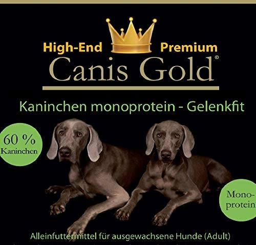 Canis Gold 5 kg Adult 60% Kaninchen | Monoprotein | getreidefreies Super Premium Hunde Trockenfutter | mit Grünlippmuschel Hund…