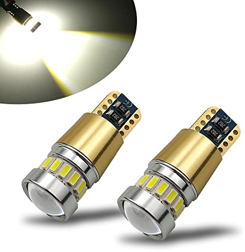 KISLED 12-24V Super Bright 194 912 921 168 175 2825 W5W T10 LED Bulbs with Projectors for Side Marker Cargo High Mount 3rd Brake Lights, Xenon White