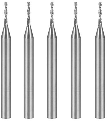 sourcingmap 5PCS 1/8 Shank 1.0mm x 6mm Carbide End Mill CNC Router Bits 2 Flute Milling Bit for Acrylic PVC MDF Wood