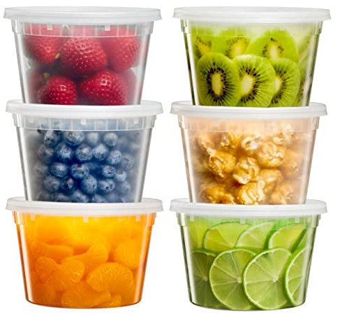 ZEML Contenedores de almacenamiento de alimentos Deli de 16 onzas con tapas a prueba de fugas, 24 juegos