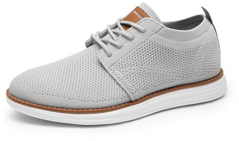 Bruno Marc Zapatos de Cordones Transpirables Zapatillas de Vestir Oxfords Clásico Formales Derby para Hombre Verano Casuales,Size 42,Gris,GRAND-01