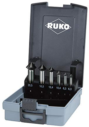 Ruko 102790EPRO Jeu de fraises coniques et d'ébavurage ULTIMATECUT DIN 335 Forme C 90° HSS Co 5 RUnaTEC dans coffret en plastique ABS 6,3-20,5 mm