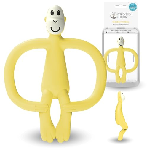 Matchstick Monkey Original Juguete de Dentición Mono, Amarillo (Yellow), 6-18 Meses
