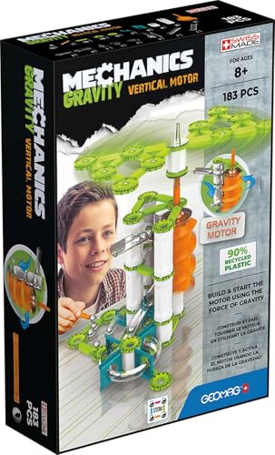 Geomag - Mechanics Gravity Vertical Motor - Educational and Creative Game for Children - Magnetic Building Blocks, Vertical Motors with Magnetic Blocks, Recycled Plastic - Set of 183 Pieces