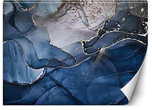 Feeby Papier Peint Intisse Marbre Abstrait Texture 300x210 cm bleu Moderne Panoramique XXL Photo Mural Muraux Chambre Bureau Salle Minéral Coupe Transversale Pierre