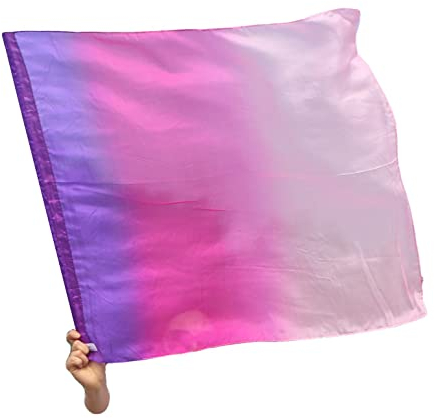 Winged Sirenny Leichte Seiden-Tanzflagge mit Flexibler Stab, Handbemalt Seiden Flex Flagge für Gottesdienste, Choreografie, Spirituellen Tanz & Mentale Heilung, 85 x 75 cm (lila-rosa)
