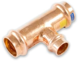 Sanpro Pressfitting T-Stück Mittelabgang reduziert, Größe V 18 - Abgang V 15 - V 18 (Kupfer Gas Wasser Trinkwasser Heizung Sanitär Fittings Fitting Kupferleitung)