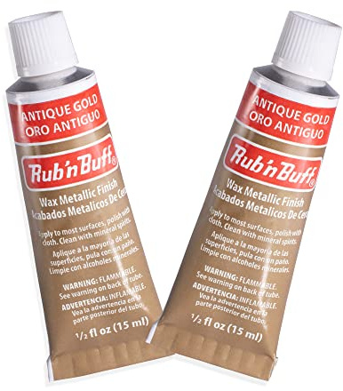 AMACO Rub n Buff Wax Metallic Finish - 2 Rub n Buff Antique Gold 15ml Tubes - Versatile Gilding Wax for Finishing Furniture Antiquing and Restoration - Rub and Buff Colors Set of Two