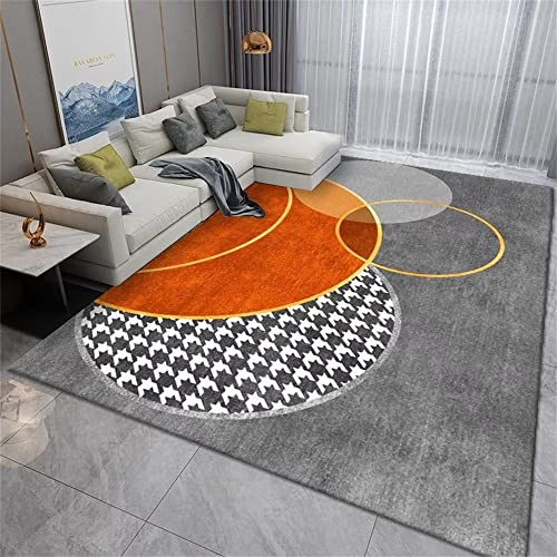 RUGMRZ Webteppich Hausrenovierung Orange graues geometrisches Muster im modernen Stil kann in der Maschine gewaschen Werden, ohne zu verblassen Terasse Teppich 50X80cm