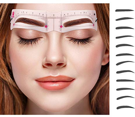 12PCS Kits de Herramientas para Dar Forma a las Cejas Plantillas para Cejas con Correa de Fijación Elástica, Kit para Cejas, Plantilla para Cejas, Kit Moldeador de Cejas,