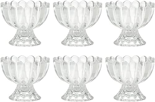 Coppette da dessert for gelato Set di 6 coppette for gelato in vetro Bicchieri da dessert Sundae Mini ciotole for zuppa inglese Set di 6 piatti da portata for gelato a stelo corto Coppette for dessert