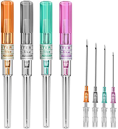 CRLLDPM 4er Pack Mixte Piercing-Nadeln 14g 16g 18g 20g IV Katheter Nadeln Kanülen Ohr & Nase Piercing Nadel Zubehör Kit