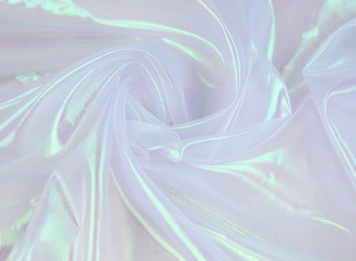 Duories Organzastoff zum Nähen Meterware, 50cm x 150cm Bunte Glitzer Organza Tüllstoff Tüll Dekostoff zum DIY Basteln Bekleidung Tüllrock Gardine Schals Vorhänge Tischdecken Hochzeit Party Deko,Weiss