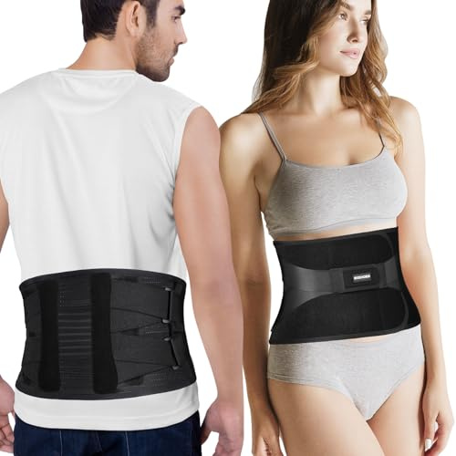 Boenoea Rückenstützgürtel für Herren und Damen, Atmungsaktive Rückenbandage von Rückenschmerzen und Vorbeugung von Verletzungen für Arbeit und Sports(S)