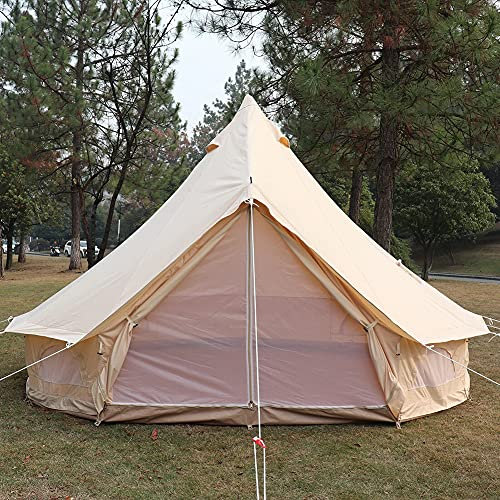 3 m / 4 m Jurtenzelt mit Herdloch Camping Familienzelt Baumwoll-Canvas-Glockenzelt Großer Raum Wasserdichtes Pyramidenzelt für Outdoor-Party-Jagd-Picknick