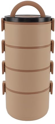 Tragbares, Isoliertes Lebensmittel-Lunchbox-Set, Lunchbox aus Edelstahl für Erwachsene und Kinder, Mikrowellengeeignete, Stapelbare Lunchbox-Behälter (4 Schichten