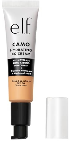 e.l.f. Feuchtigkeitsspendende Camo CC Creme, farbkorrigierende Full Coverage Foundation für ein taufrisches Finish mit LSF 30, Vegan & Cruelty Free, Light 250W