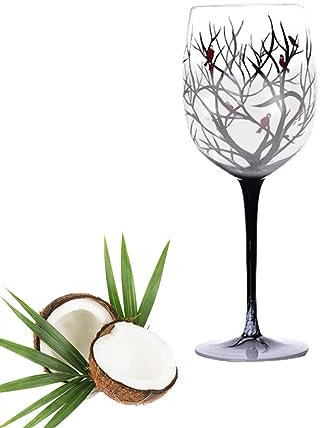 Xistuoz Copas de vino decorativas | Cristalería de árbol pintada a mano, copas de vino artísticas, copas de vino Lolita, vasos de vidrio grandes para amantes del vino
