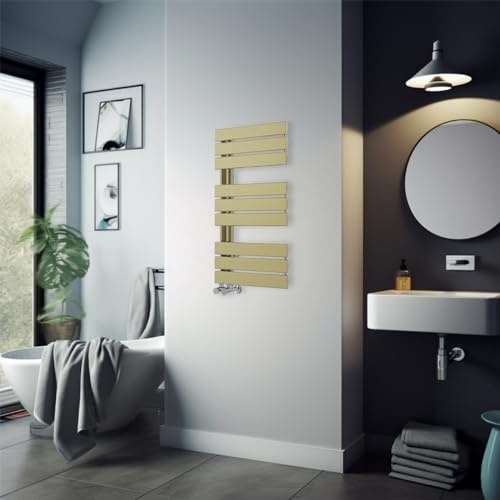 Warmehaus 824x500mm Designer Heated Towel Rail Radiator Brushed Brass