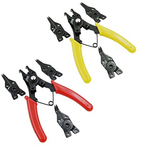 jojofuny Alicates Multifuncionales 4 1 Para Anillos De Retención Certificación Acero Endurecido Apertura Asistida Resorte Uso Profesional Amarillo