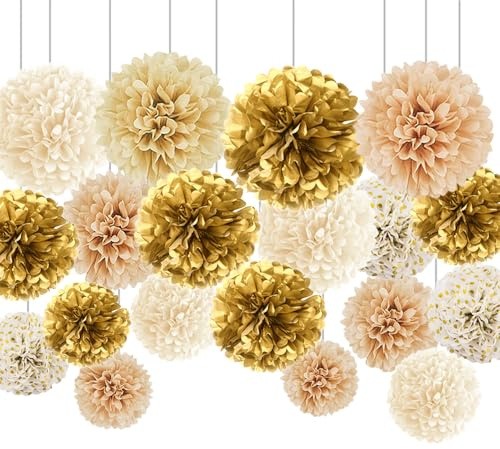 Pompons Deko, 20 Stück Seidenpapier Pompons Deko, Tissue Pom Poms, Seidenpapier-Pompons, Tissue Papier Pom Poms für Hochzeitsdeko, Geburtstag, Brautdusche, Verlobungsfeier