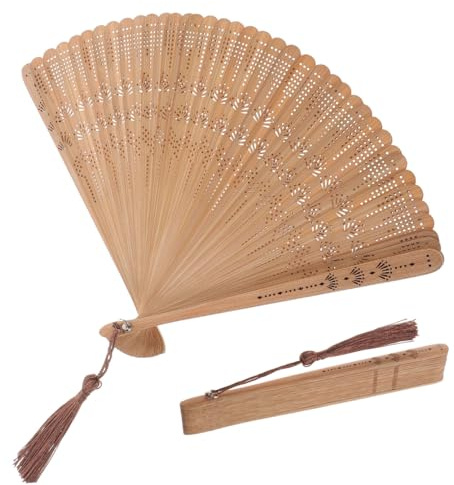 COLLBATH Erwachsene - Bambus Und Stoff Faltfächer - Ideal Für Partys - Hochzeiten Und Tanzdekorationen - Eleganter Handfächer Im Vintage Design | Klassischer Faltventilator für heiße Tage, ideal für Hochzeiten, Geburtstage, Jubiläen, Aufführungen & als Wohnaccessoire.