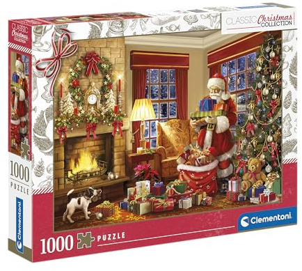 Clementoni Collezione Jigsaw Puzzle - Visita di Babbo Natale 1000 Pezzi - Puzzle Adulti 14-99 Anni Regalo Uomo/Donna, Made in Italy 81497
