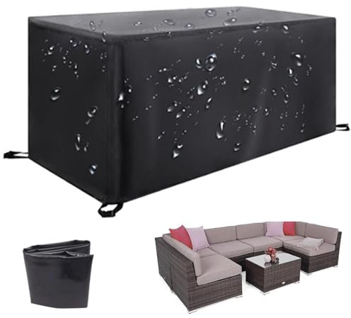 KDOVOKD Gartenmöbel Abdeckung 220x90x80cm(LxBxH) Wasserdicht Loungemöbel Abdeckung wasserdichte Loungesofa Abdeckplane Winterfest 420D Oxford Rechteckig Schutzhülle