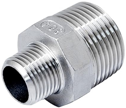 UGLYAF 1/8 1/4 3/8 1/2 3/4 1 2 3 4 BSP NPT Male Reducer Hex Nipple 304 Stainless Steel Pipe Fitting Connector Coupler Adapter(Color:BSPT SS304,Size:2 To 1-1l2 Inch)