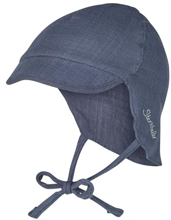Sterntaler Schirmmütze Nacken Uni - Jungen Mütze mit kleinem Nackenschutz und Bindeband - Sommermütze aus luftigem Baumwoll Musselin - Sonnenhut - Baby und Kinder Kopfbedeckung