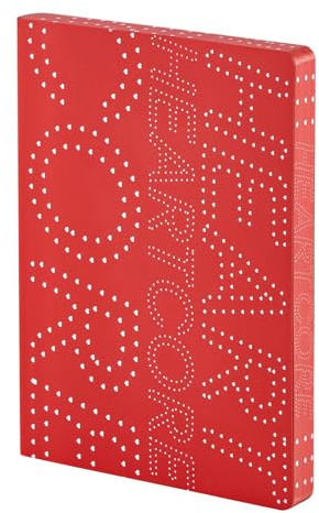 Nuuna Notizbuch A5+ Graphic L - Heart Core, Leder rot | Dotted Journal | 3.5 mm Punktraster Grau | 256 nummerierte Seiten | 120 g Premium-Papier | made in Germany