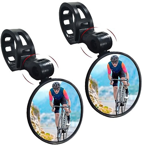 Kugooyi 2 Stück Fahrrad Spiegel, Universal Mountainbike Reflektor Hd 360 Grad Drehung Acryl Konvexer Radfahren Reiten Rückspiegel für Road Bike Radfahren Geländefahrzeuge E-bike usw (5cm Kreis)
