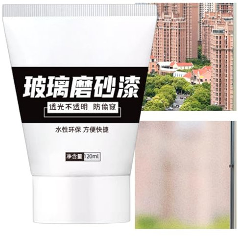 Pintura de película de vidrio esmerilado, resistente a los rayos UV, 120 ml, pintura de glaseado segura a base de agua, protección de privacidad, impermeable, crema de vidrio para puertas de ducha