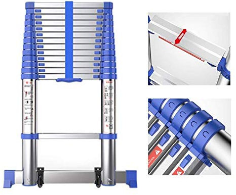 DLNTXFDG Scale, Scala telescopica, con Barra stabilizzatrice, Estensione telescopica in Alluminio, Alta, Multiuso, capacità di 330 libbre/150 kg, 5,45 m/17,9 Piedi, 5,45 m/17,9 Piedi