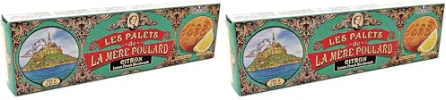 La Mère Poulard, galletas tipo palets de mantequilla y limón, gruesas y crujientes - Caja de 125g (Paquete de 2)