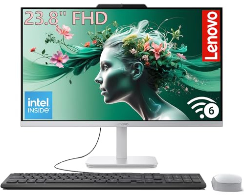 Lenovo 24 A100 All-in-One Desktop Computer, 8-core Intel Core i3-N305 CPU | 16GB RAM, 256GB SSD, Wi-Fi 6, HDMI, Wired Keyboard & Mouse, Windows 11 Pro