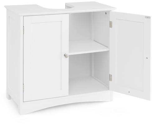 LIFEZEAL Waschbeckenunterschrank weiß, Badschrank Badunterschrank mit 2 Türen, U-Schnitt, Badezimmerunterschrank Waschbecken Unterschrank 60 x 30 x 60 cm (Stil 3)
