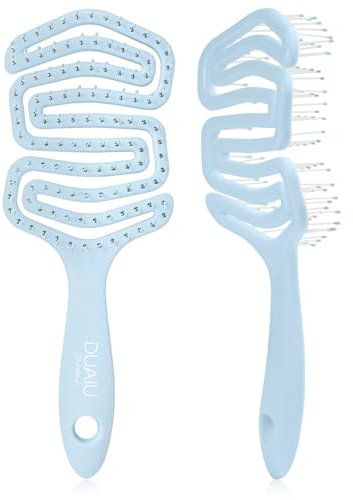 DUAIU Detangle Hair Brush Women Men, Paddle Brush with Exclusive Ultra-soft bending Bristles and Body, Hair Comb Glide Through Tangles with Ease, Curl Hairbrush for All Types-Curly Straight Wet Dry