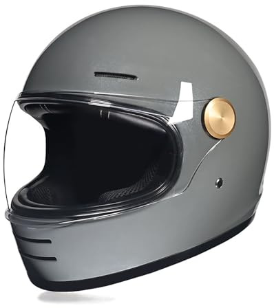 Retro Cruise Integralhelm Motorradhelm Herren und Damen Vier Jahreszeiten Schutzhelm Unisex Helm kann modular geöffnet werden ECE-Zertifizierung F,L=57-58CM