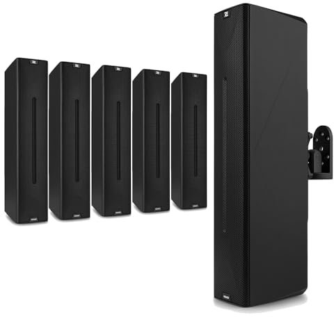 Power Dynamics PD PDCS403A Active Column Speaker System, Wall Mounted Speakers for Public Address PA Systems, 260W Class D Amplifier, Wide Dispersion Audio, Black Finish