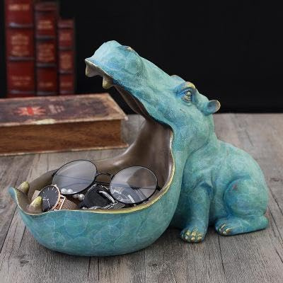 Schlüsselschale für Flure, Nilpferd, Süßigkeitenschale, 20,3 cm breite Öffnung, Kunstharz, lustige Süßigkeitenschale, Heimdekoration, Schlüsselhalter, Schmucktablett, Schlüsselanhänger, Halloween