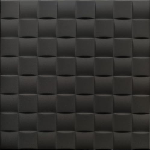 DECCART 3D Wandpaneele Schwarz 50x50 cm 48 Stück | 12 m², Paneele Wand Wall Panels Deko Wandverkleidung Innen Panel Deckenverkleidung Decke Deckenpaneele Platten EPS