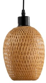 levandeo Pendelleuchte Deckenlampe Bambus Natur 20cm Boho E27 Deckenleuchte Hängelampe Dekoleuchte Esszimmer Wohnzimmer Vintage Retro