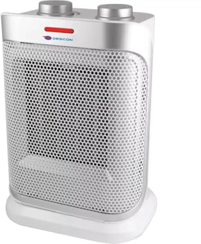 Keramik-Heizlüfter mit Oszillation DESCON 1500W, Weiß, 3 Luftstrommodi, Thermostat, Überhitzungsschutz, zur zonalen Beheizung, kompakte Bauweise