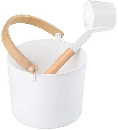 Bucket de aluminio de sauna finlandesa - 7L, lujoso barril de sauna con | cucharón de mango largo, juego de de agua de metal | Accesorios de cuchara de cuchara a juego para el de saunas de spa